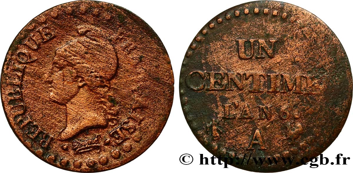 Un centime Dupré, 6 normal 1798 Paris F.100/3 TB