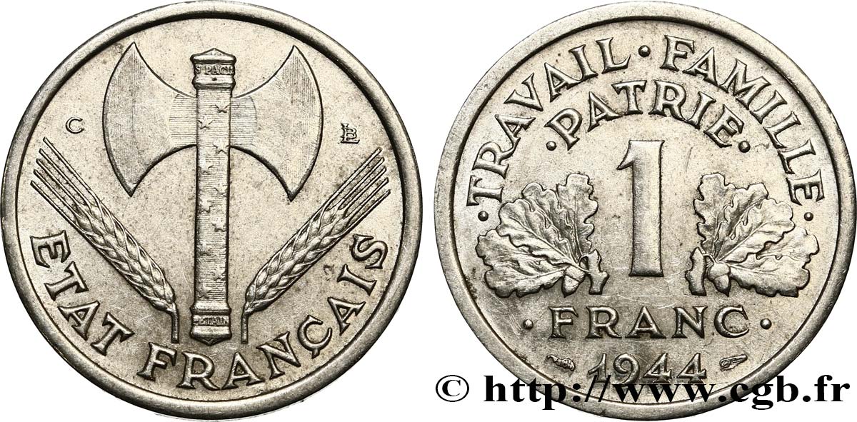 1 franc Francisque, légère 1944 Castelsarrasin F.223/7 TTB52