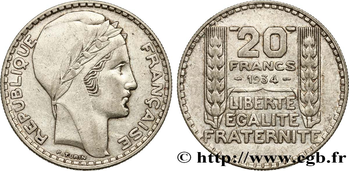 20 francs Turin 1934 F.400/6 XF48