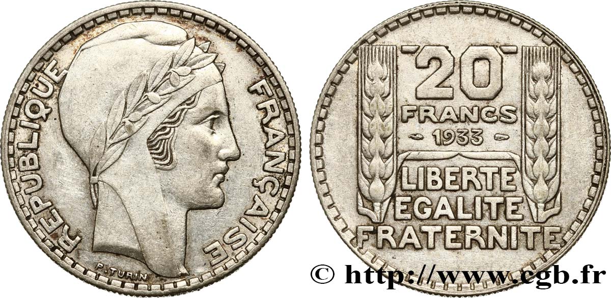 20 francs Turin, rameaux courts 1933  F.400/4 TTB48