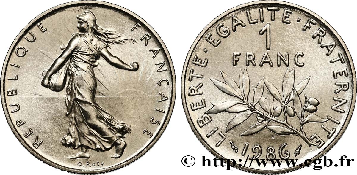 1 franc Semeuse, nickel, Brillant Universel 1986 Pessac F.226/31 MS 