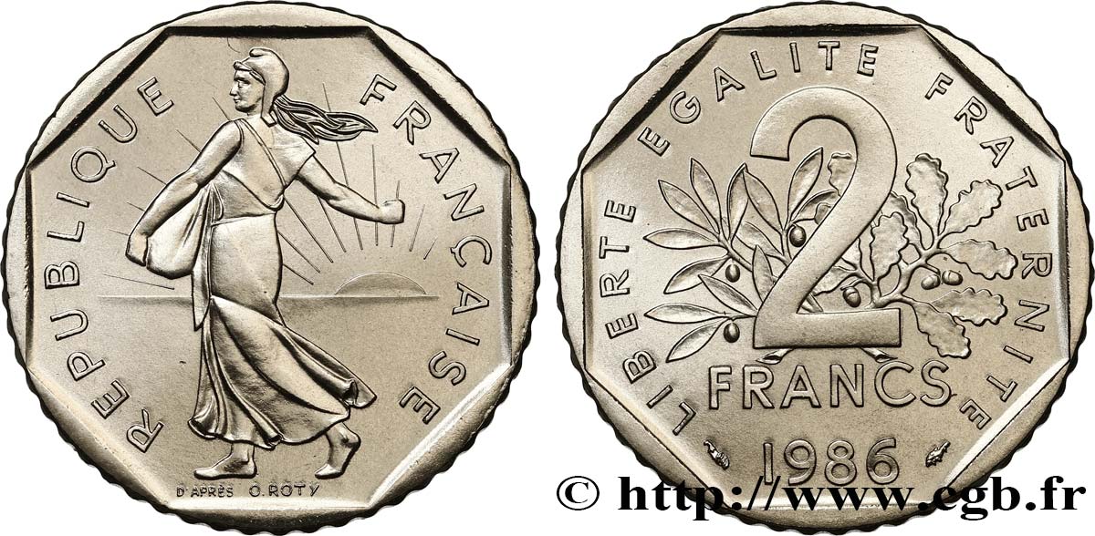 2 francs Semeuse, nickel, Brillant Universel 1986 Pessac F.272/10 MS 
