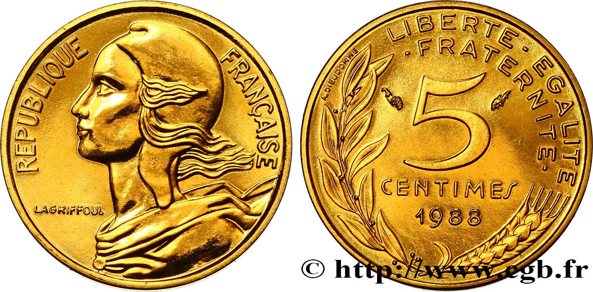 5 centimes Marianne, Brillant Universel 1988 Pessac F.125/24 FDC