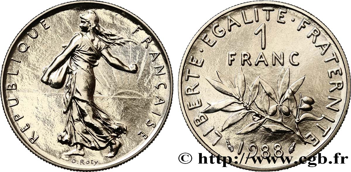 1 franc Semeuse, nickel, Brillant Universel 1988 Pessac F.226/33 FDC