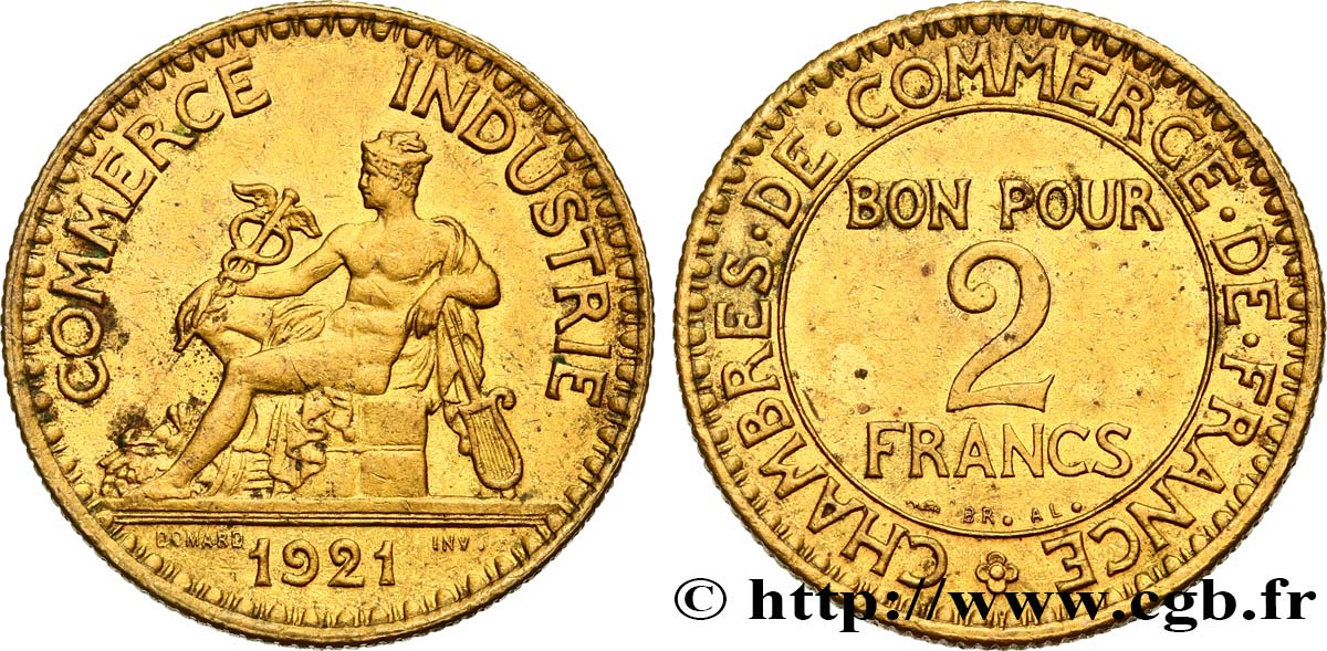 2 francs Chambres de Commerce 1921 F.267/3 AU54