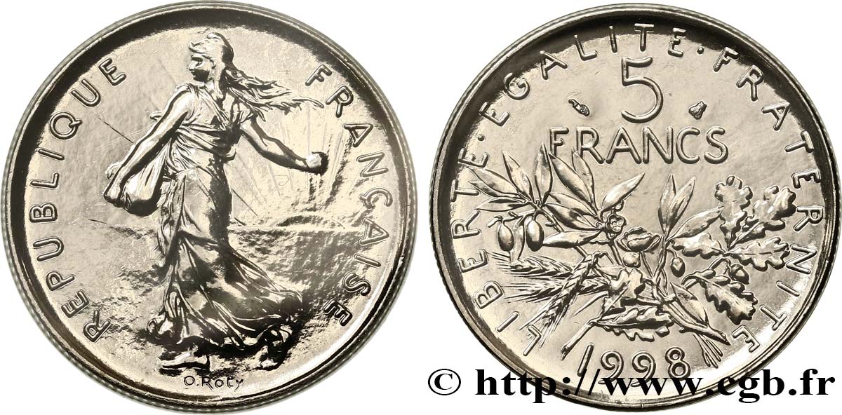 5 francs Semeuse, nickel, BU (Brillant Universel) 1998 Pessac F.341/34 MS