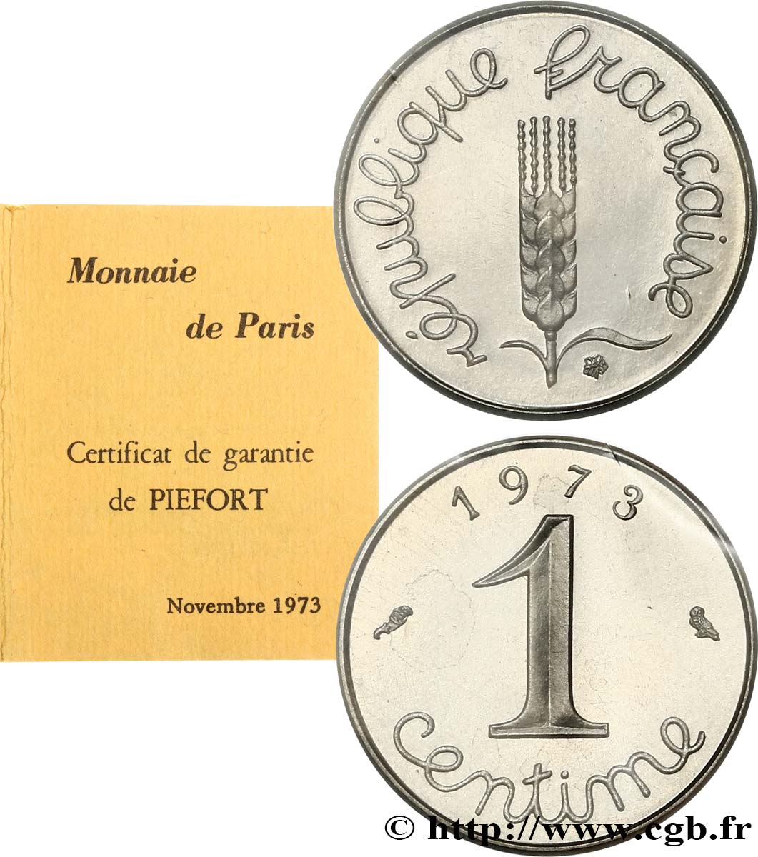 Piéfort acier de 1 centime Épi 1973 Paris F.106/23P FDC