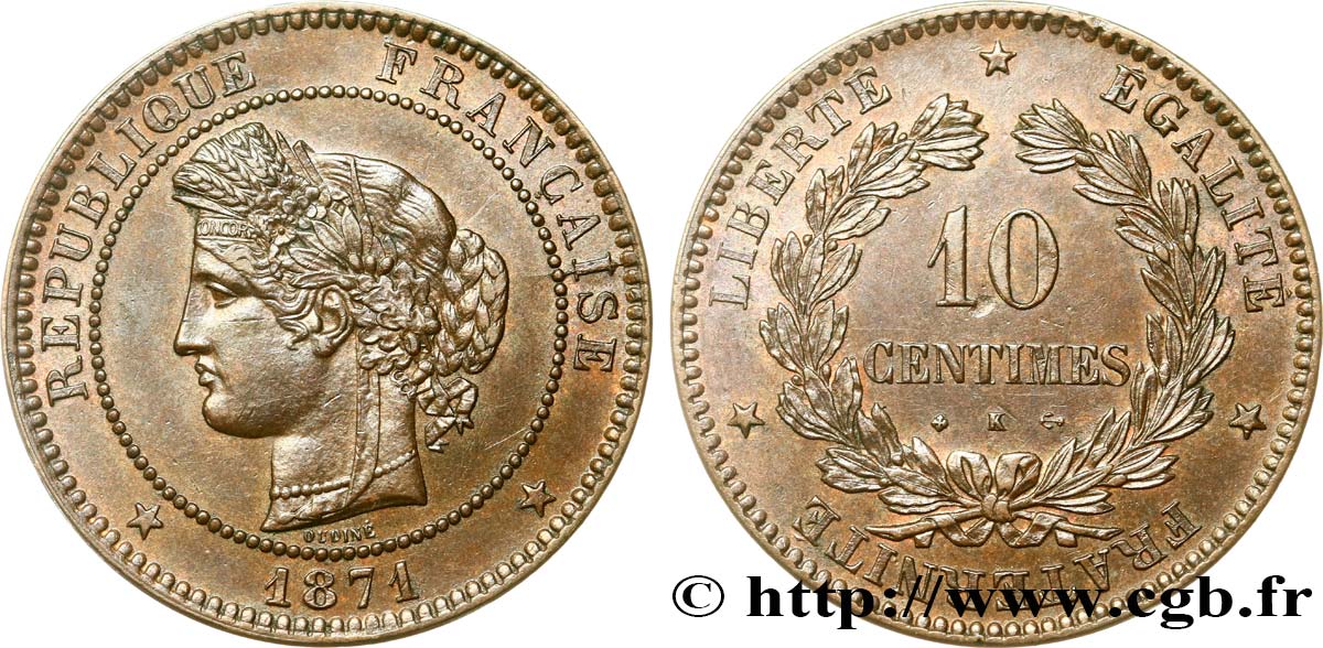 10 centimes Cérès 1871 Bordeaux F.135/7 TTB52 
