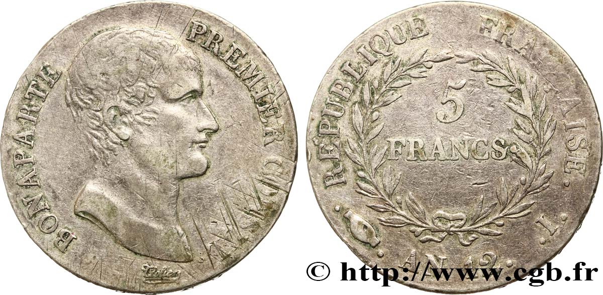 5 francs Bonaparte Premier Consul 1804 Limoges F.301/16 TB30