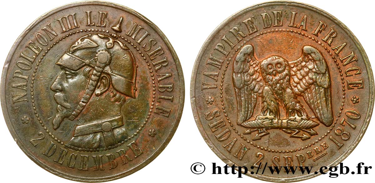 Monnaie satirique Br 32, module de Dix centimes 1870  Coll.35  SS 