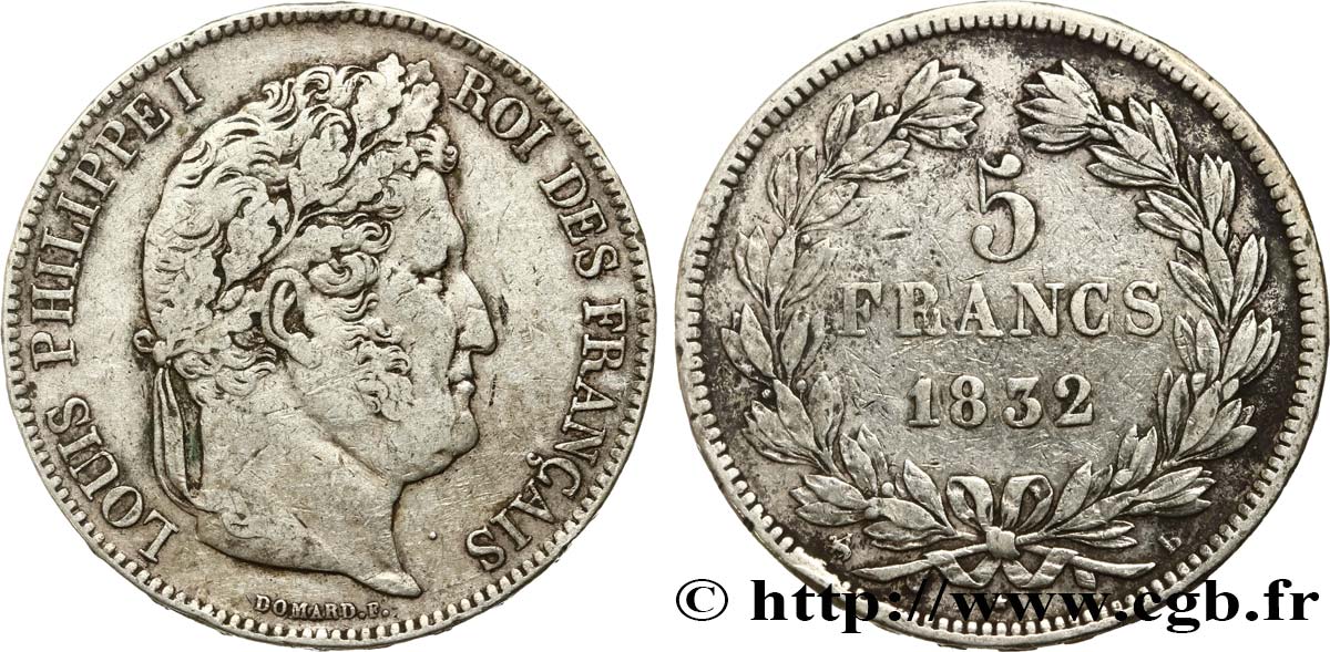 5 francs IIe type Domard 1832 Rouen F.324/2 TB25