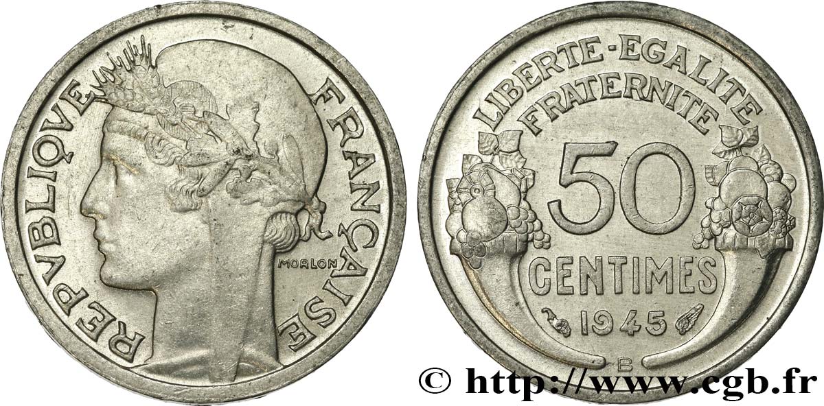 50 centimes Morlon, légère 1945 Beaumont-le-Roger F.194/6 SPL63 