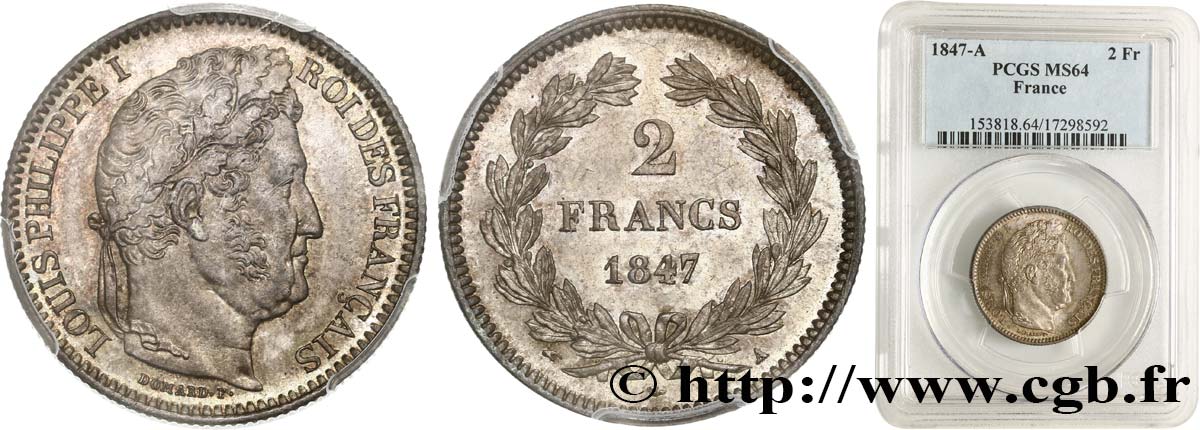 2 francs Louis-Philippe 1847 Paris F.260/112 fST64 PCGS
