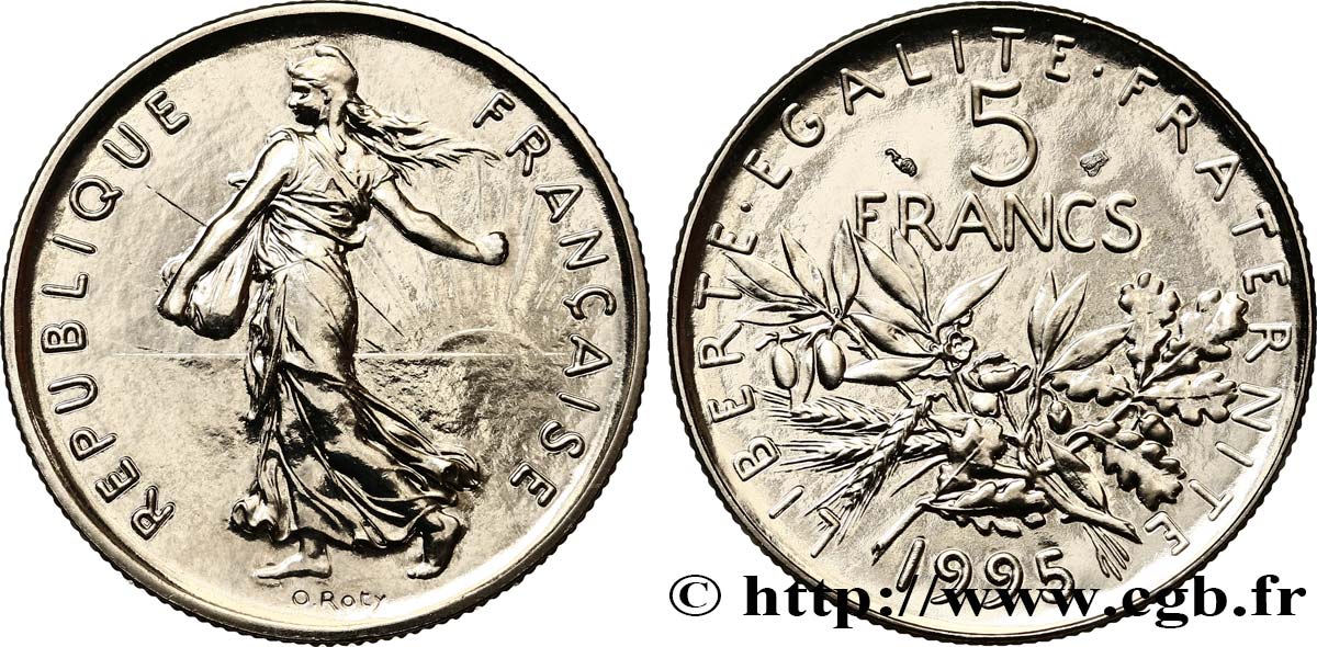 5 francs Semeuse, nickel, BU (Brillant Universel) 1995 Pessac F.341/31 ST