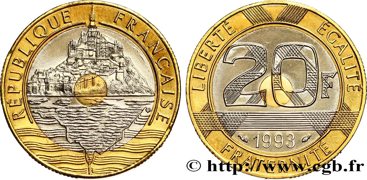 20 francs Mont Saint-Michel BU (Brillant Universel) 1993 Pessac F.403/8 MS 