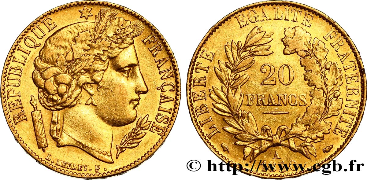 20 francs or Cérès, oreille basse 1850 Paris F.529/3 TTB48 