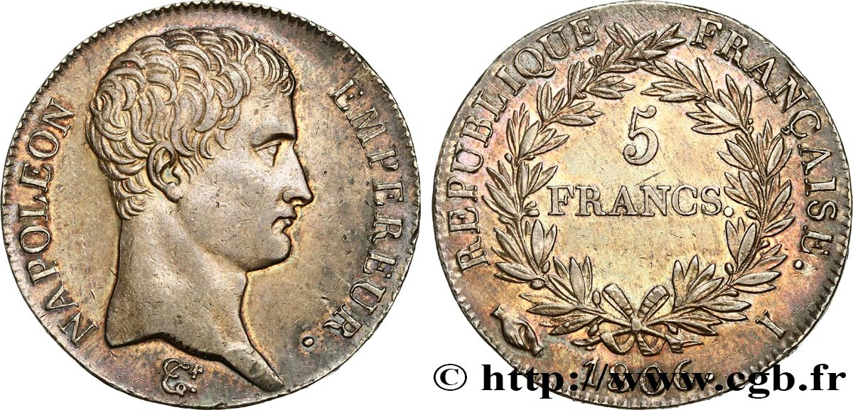 5 francs Napoléon Empereur, Calendrier grégorien 1806 Limoges F.304/5 TTB52 