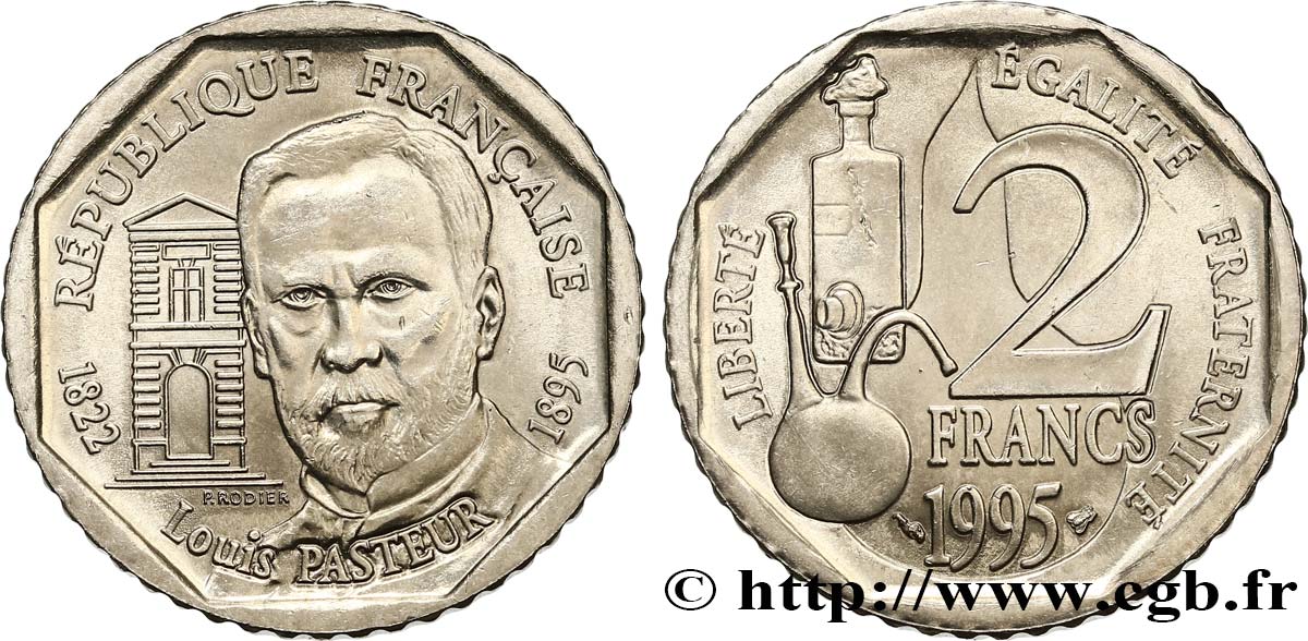 2 francs Louis Pasteur 1995 Pessac F.274/2 AU58