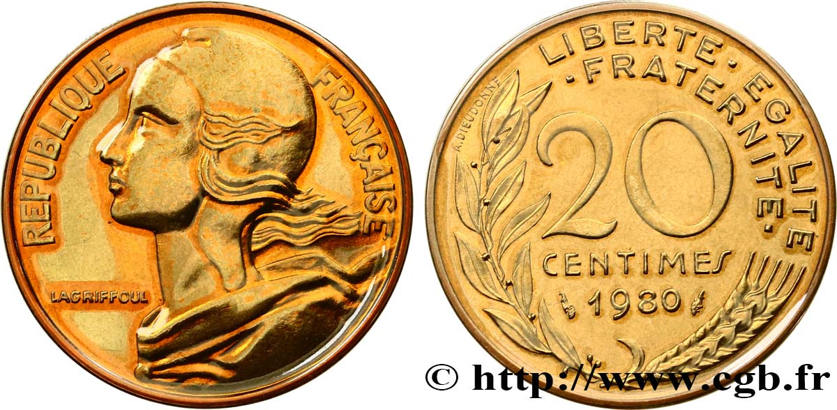 20 centimes Marianne 1980 Pessac F.156/20 MS