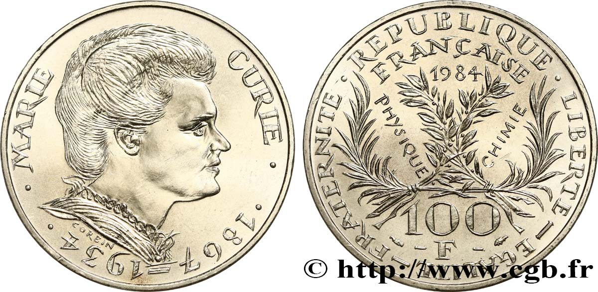 100 francs Marie Curie 1984 F.452/2 MS65