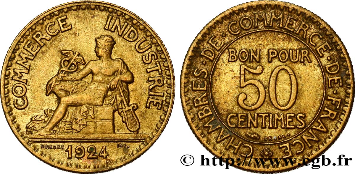50 centimes Chambres de Commerce 1924 Paris F.191/6 TTB52