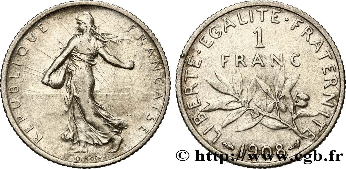 1 franc Semeuse 1908 Paris F.217/13 TTB45