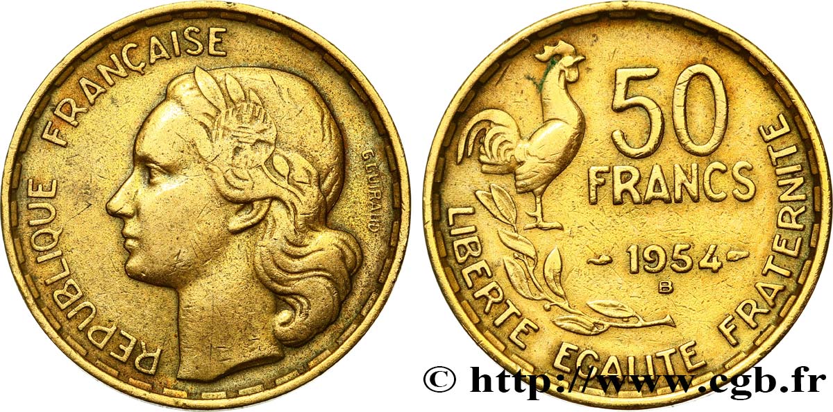 50 francs Guiraud 1954 Beaumont-le-Roger F.425/13 TTB40
