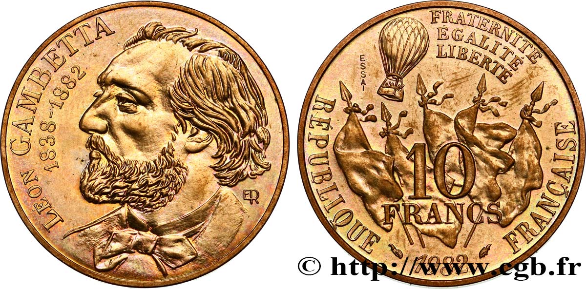 Essai de 10 francs Gambetta 1982 Pessac F.366/1 SUP62