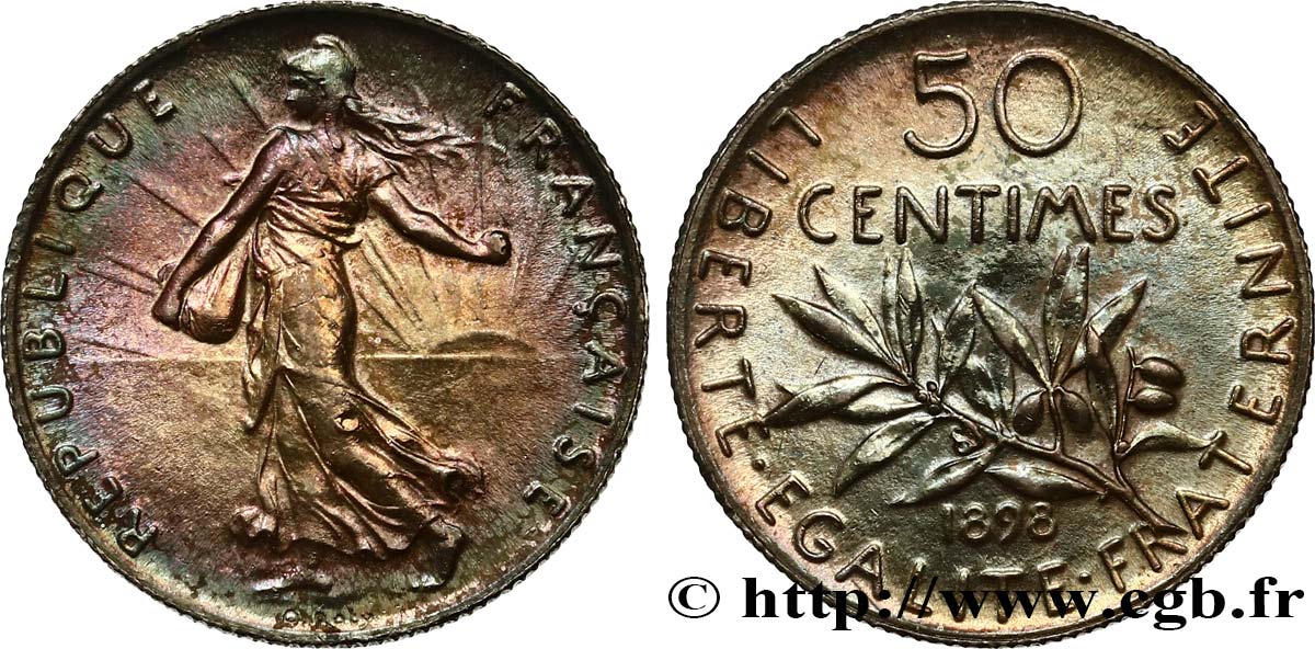 50 centimes Semeuse 1898 Paris F.190/3 SUP
