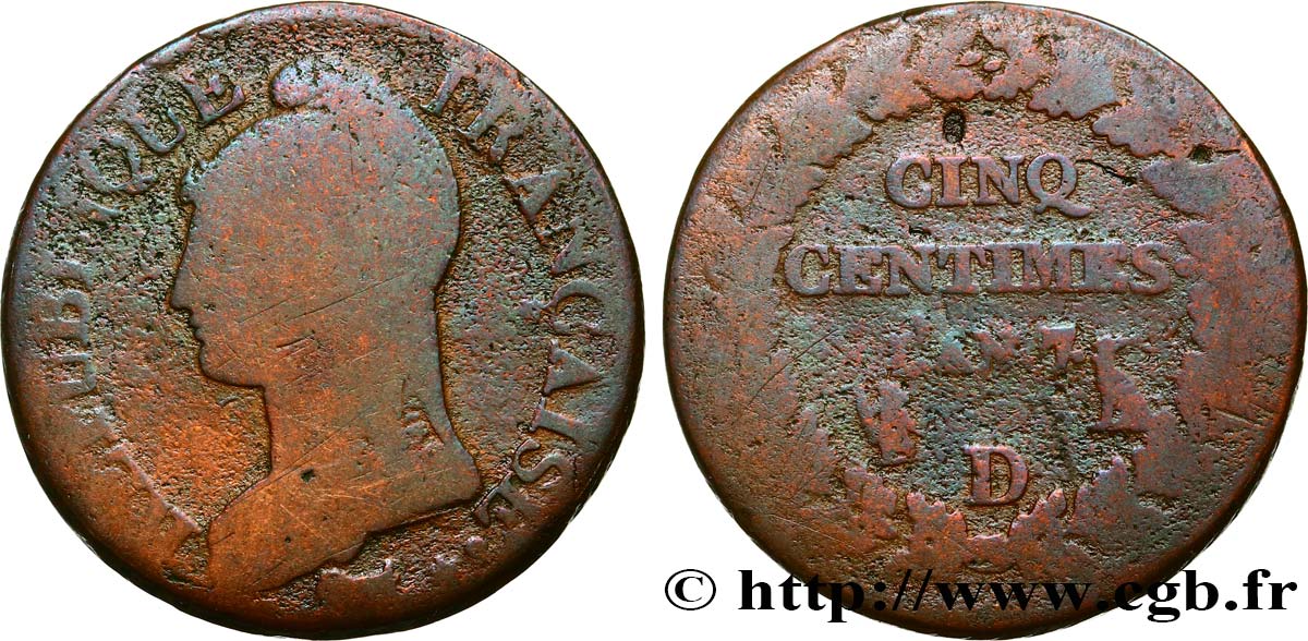 Cinq centimes Dupré, grand module 1799 Lyon F.115/68 B8