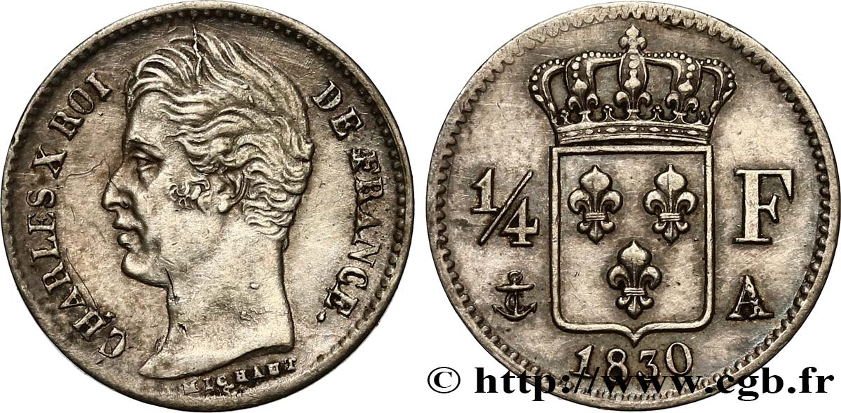 1/4 franc Charles X 1830 Paris F.164/39 TTB