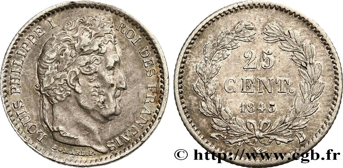 25 centimes Louis-Philippe 1845 Rouen F.167/1 TTB48 