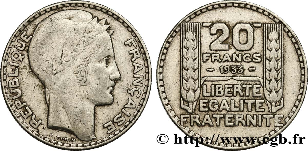 20 francs Turin 1933 F.400/5 TB35