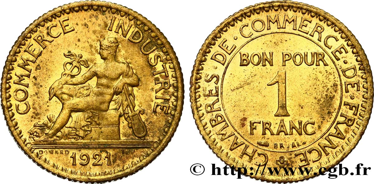 1 franc Chambres de Commerce 1921 Paris F.218/3 AU58