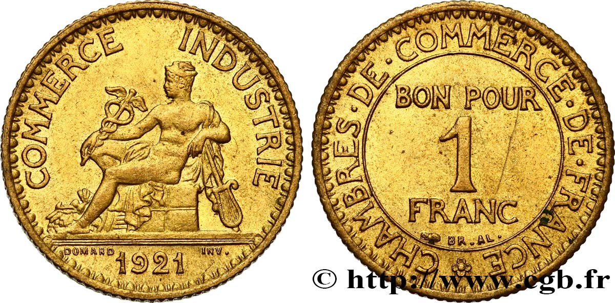 1 franc Chambres de Commerce 1921 Paris F.218/3 AU