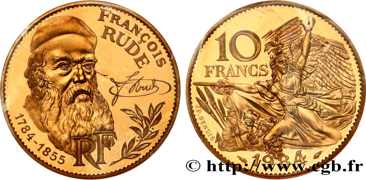 Piéfort Cu-Ni-Al de 10 francs François Rude 1984  F.369/2P MS 