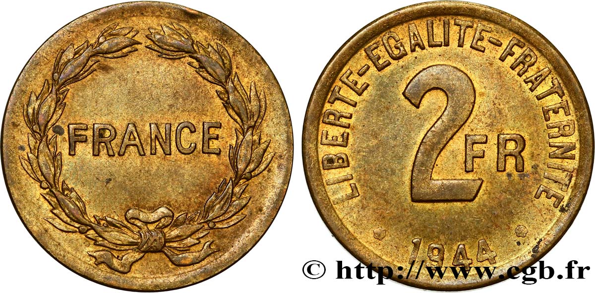 2 francs France 1944 F.271/1 TB+