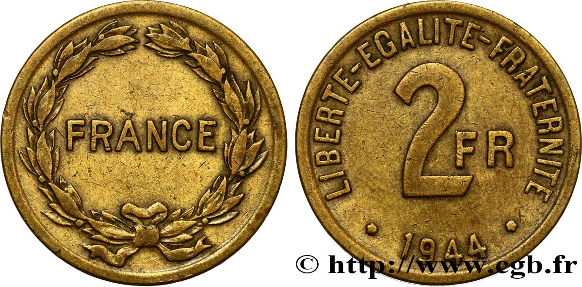 2 francs France 1944 F.271/1 TB