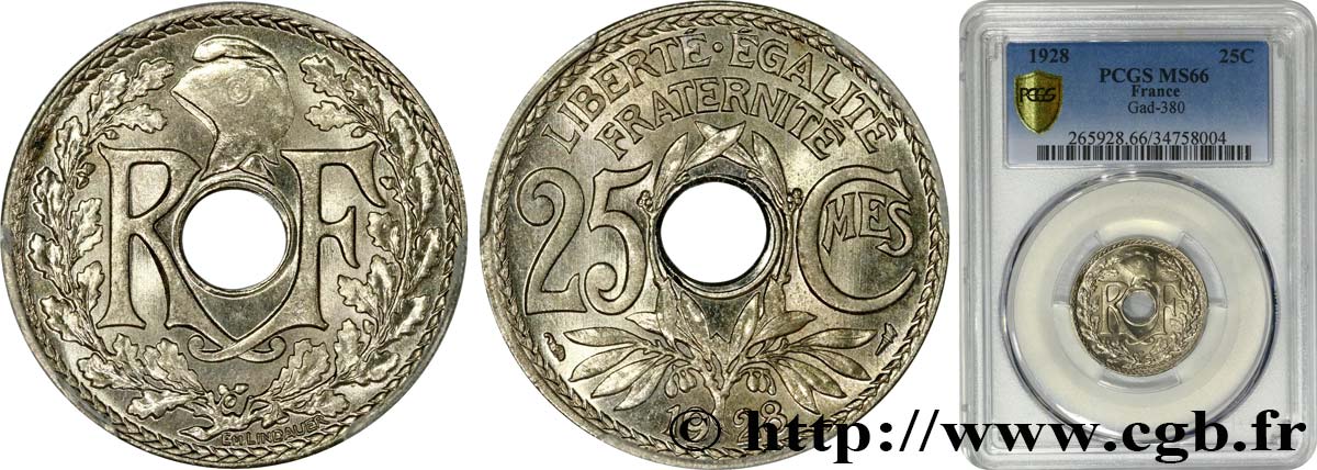 25 centimes Lindauer 1928  F.171/12 MS66 PCGS