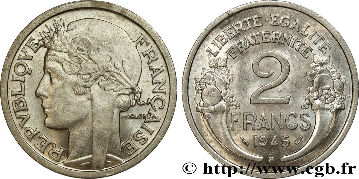 2 francs Morlon, aluminium 1945 Beaumont-Le-Roger F.269/6 SUP58