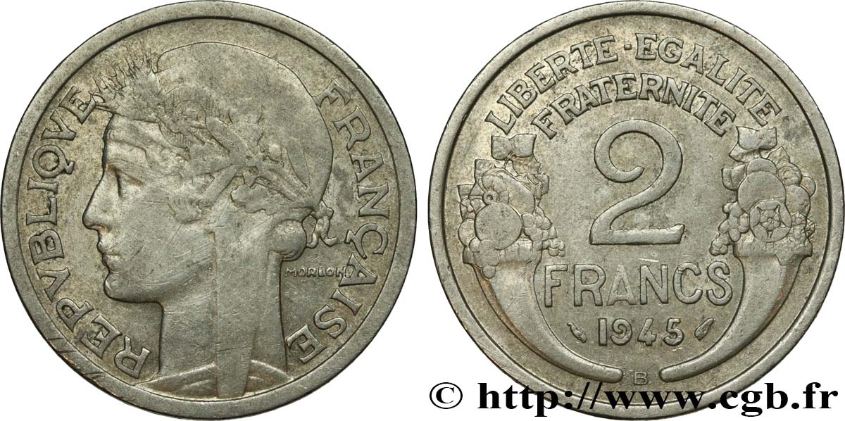 2 francs Morlon, aluminium 1945 Beaumont-Le-Roger F.269/6 TB+