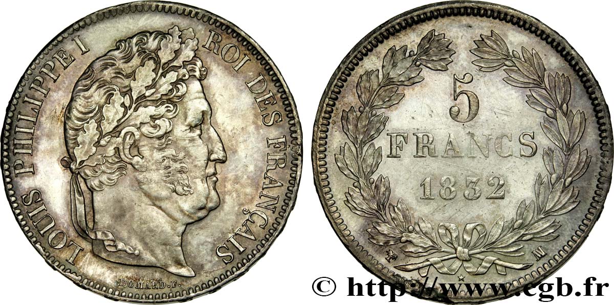 5 francs IIe type Domard 1832 Marseille F.324/10 AU 
