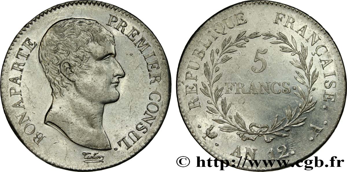 5 francs Bonaparte Premier Consul 1804 Paris F.301/9 XF 