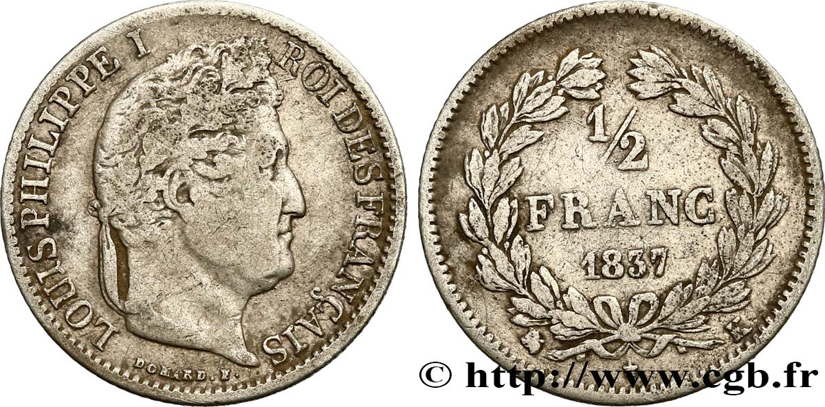 1/2 franc Louis-Philippe 1837 Bordeaux F.182/71 TB25 