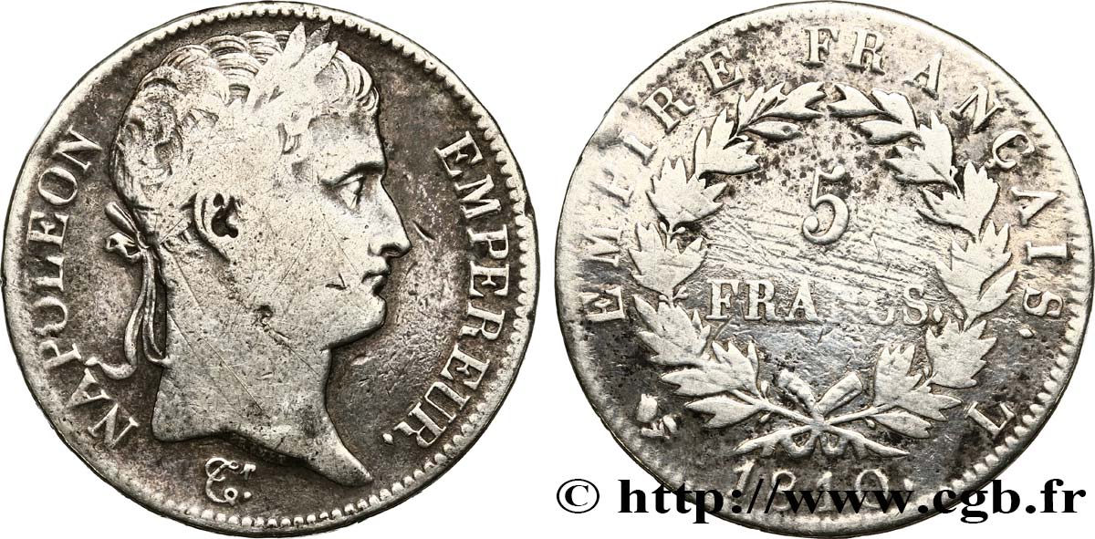 5 francs Napoléon empereur, Empire français 1810 Bayonne F.307/20 F 
