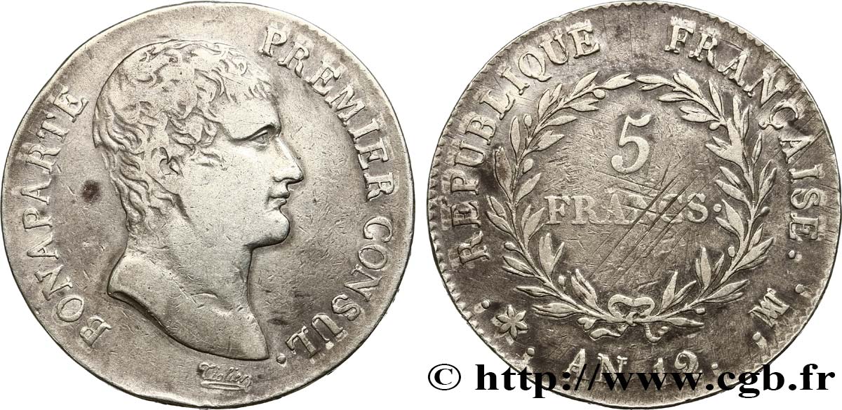 5 francs Bonaparte Premier Consul 1804 Marseille F.301/21 VF35 
