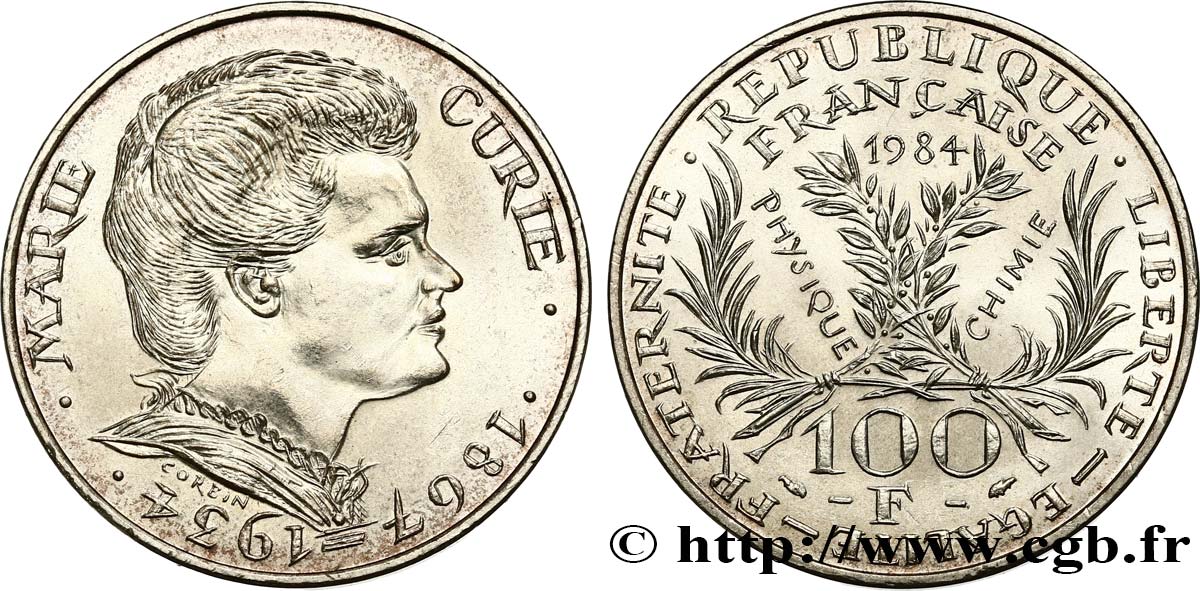 100 francs Marie Curie 1984 F.452/2 MS60