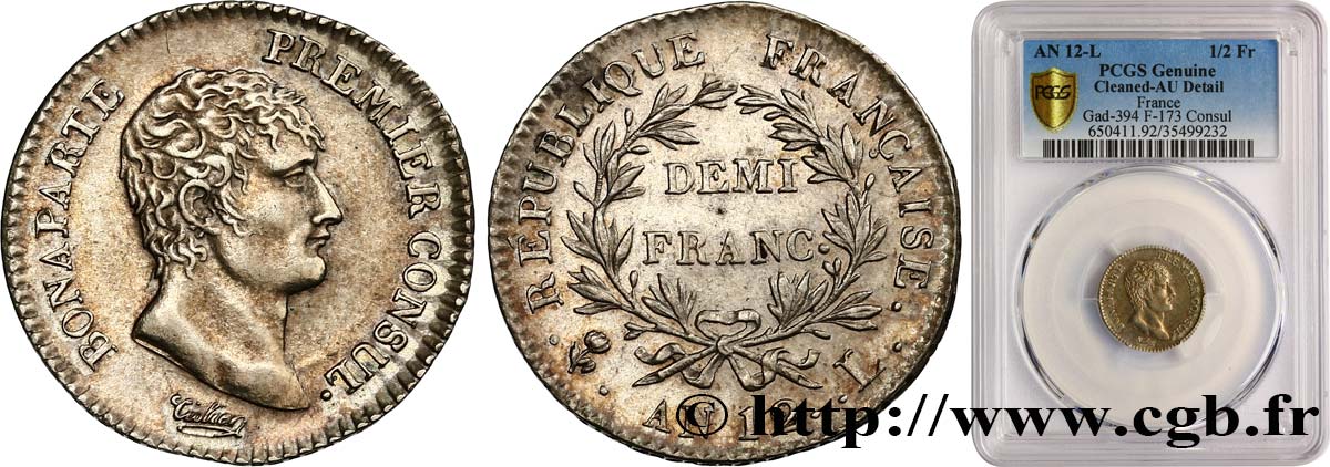 Demi-franc Bonaparte Premier Consul 1804 Bayonne F.173/9 SUP PCGS