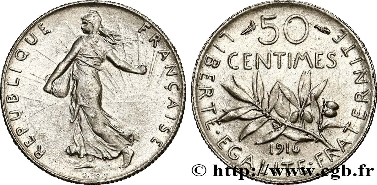 50 centimes Semeuse 1916 Paris F.190/23 MS60