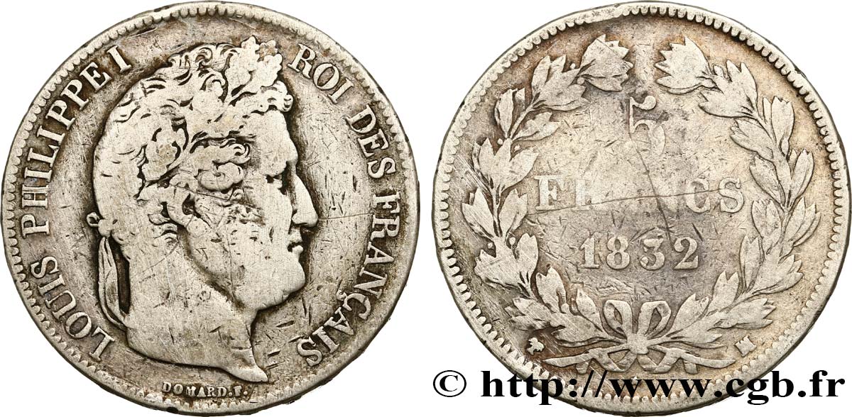 5 francs IIe type Domard 1832 Marseille F.324/10 B